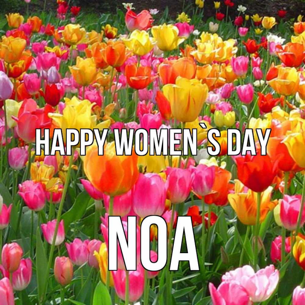 Greetings card с именем, Noa happy women`s day на международный женский день Greetings with text for free download 